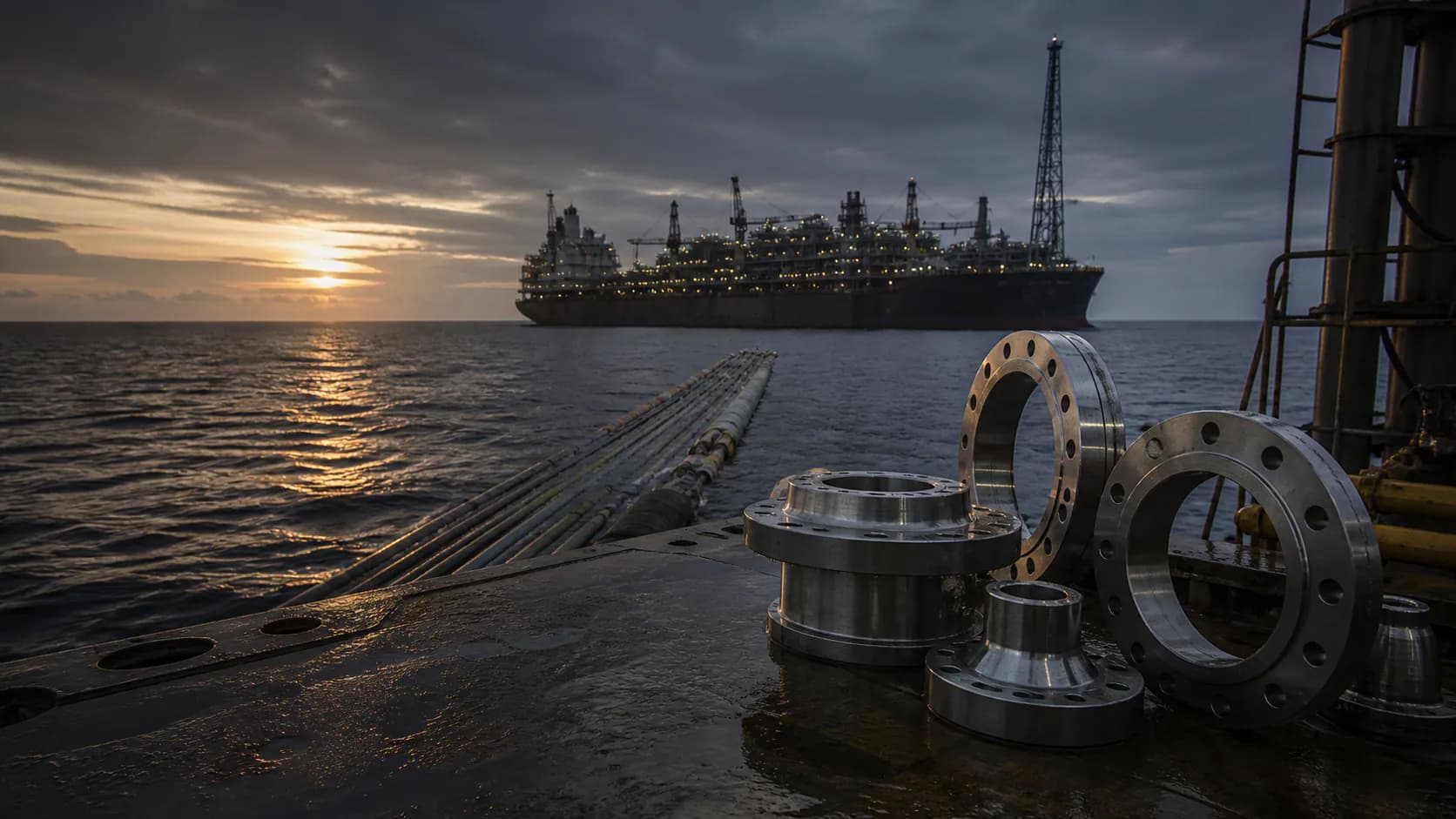 Illustrative West African offshore process setting with super duplex flanges and fittings