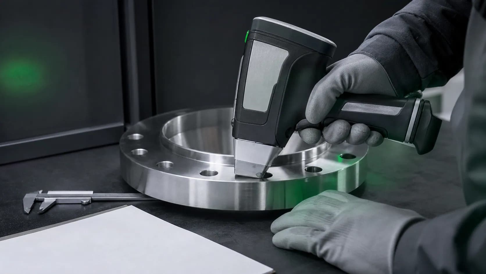 Illustrative positive material identification inspection of a machined alloy flange