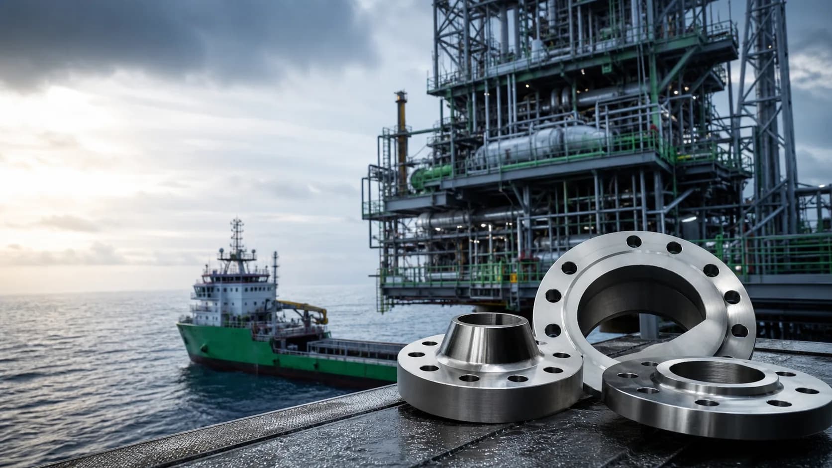 Illustrative Malaysia offshore process platform with super duplex flanges