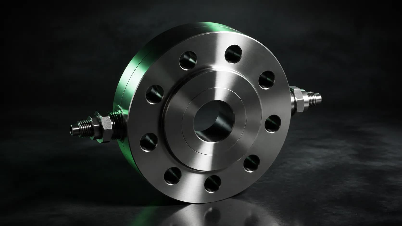 Illustrative 254 SMO orifice flange with pressure taps and raised face