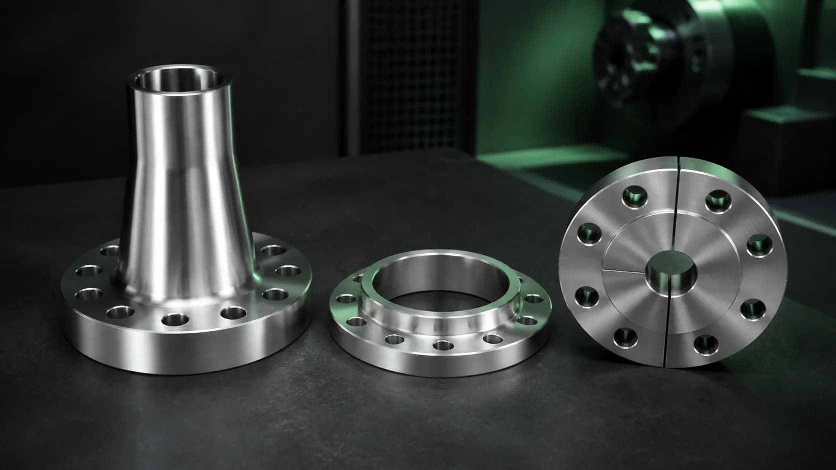 Illustrative alloy long weld neck, lap joint, and orifice flange forms