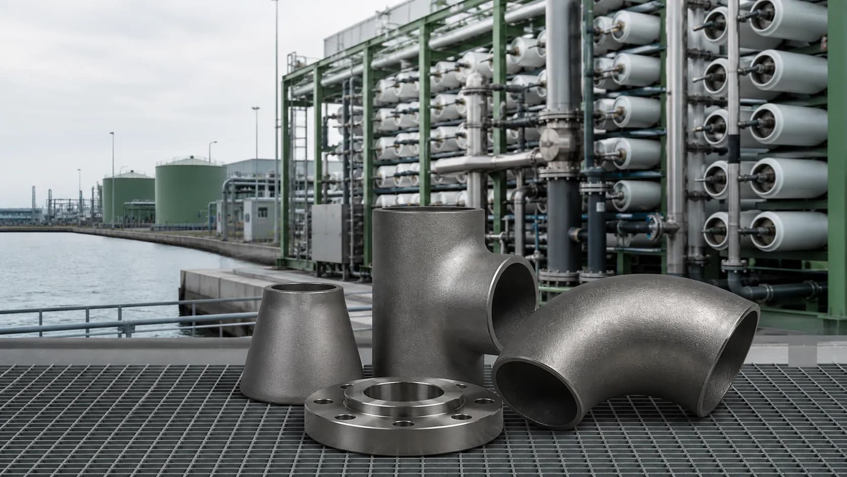 Illustrative Singapore water treatment and desalination environment with super duplex fittings