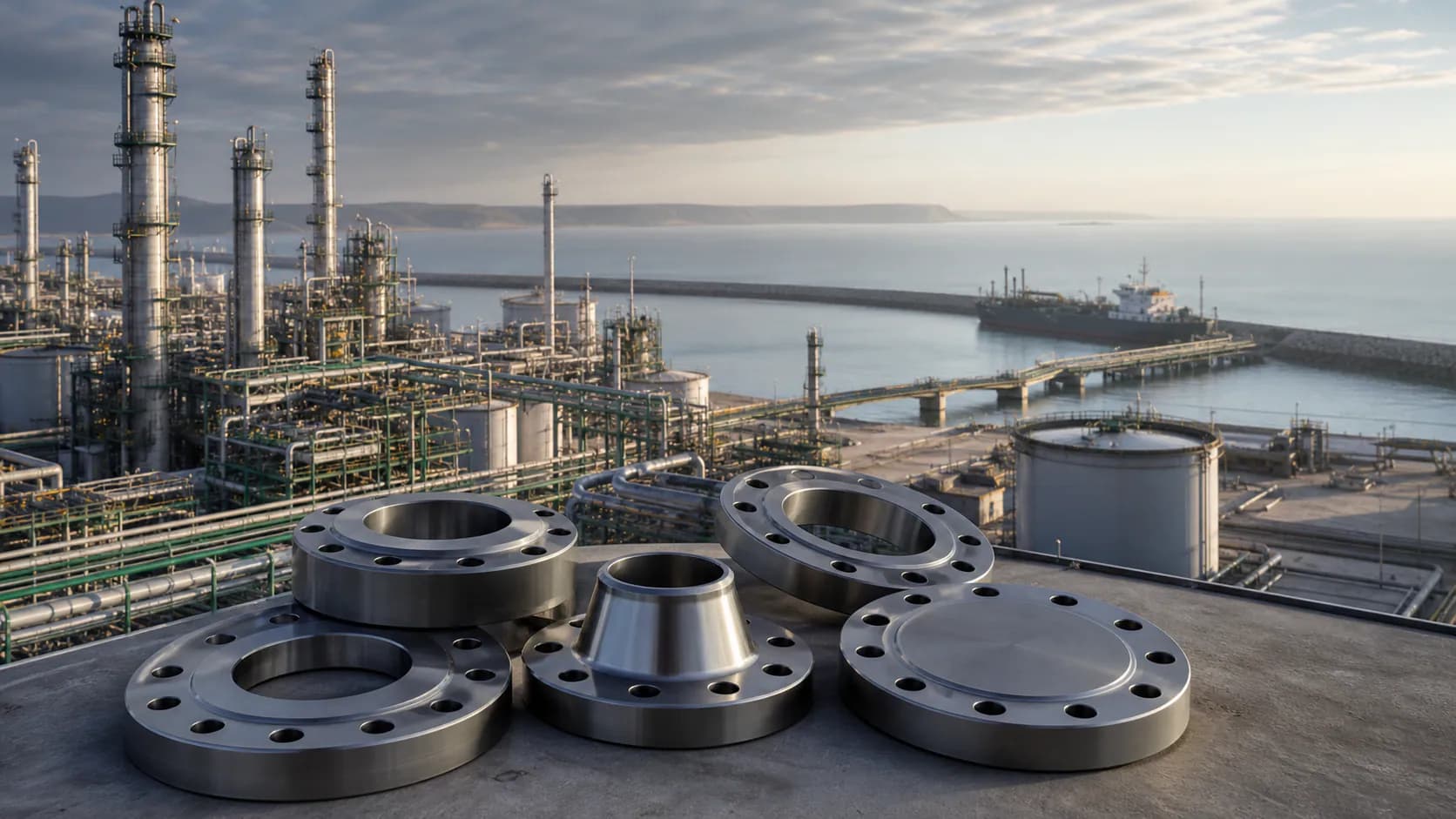 Illustrative Duqm refinery process setting with alloy flanges